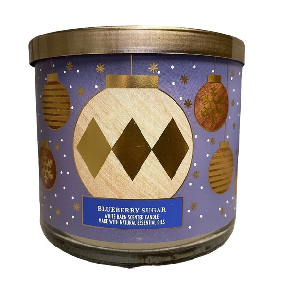 Bath & Body Works White Barn Blueberry Sugar Scented 14.5 oz Large 3 Wick Candle - Picture 1 of 7